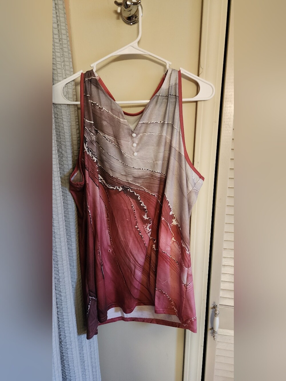 Sleeveless Marble-Print Tank Top in Dusty Rose and Taupe